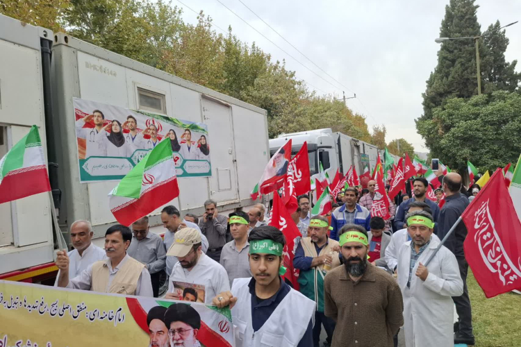 حضور پرشور بسیجیان جامعه پزشکی و کارکنان حوزه بهداشت در رزمایش جان‌فدای ایران در اصفهان