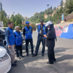 بازدید میدانی مسئول اسکان منطقه دو و هماهنگی جهت ملزومات  فنی و تجهیزاتی تیم‌های سلامت در محل اسکان و  پایگاه‌های ارائه خدمات سلامت منطقه ۲ تهران
